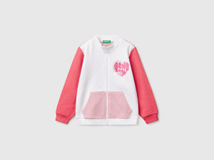 Felpa con zip in cotone