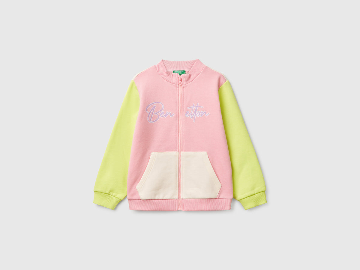 Felpa con zip in cotone