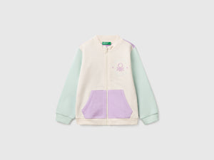 Felpa con zip in cotone