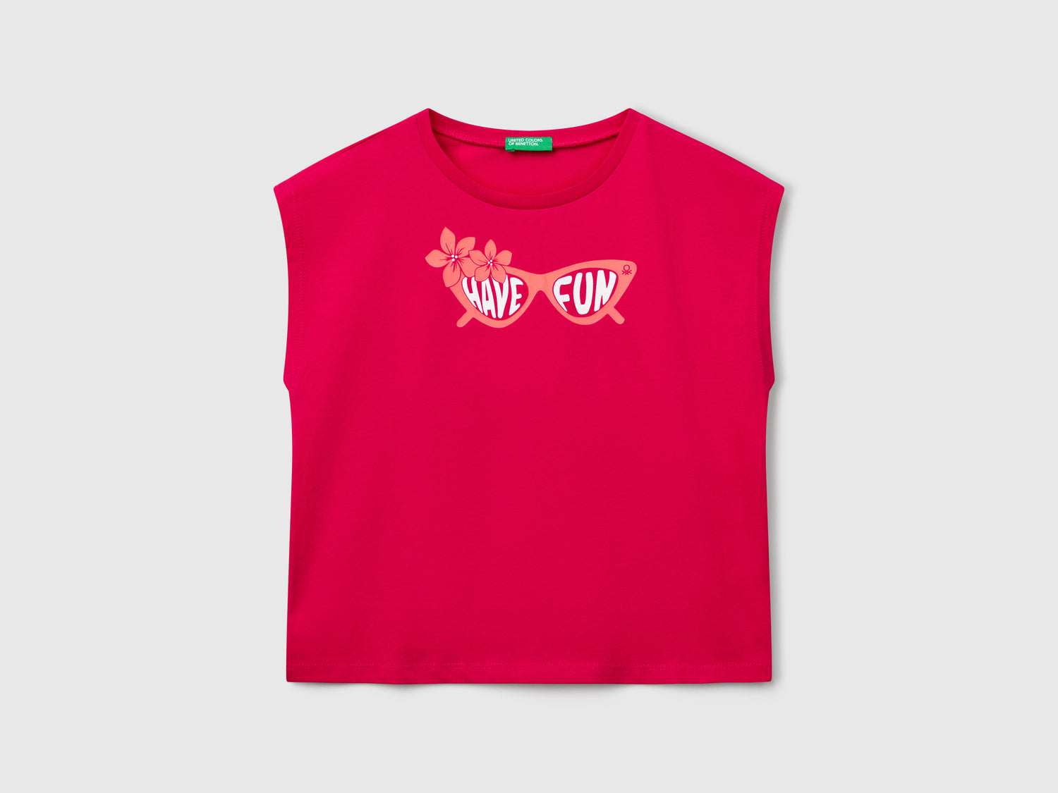 T-shirt con stampa fluo da bambina fucsia | Benetton Outlet