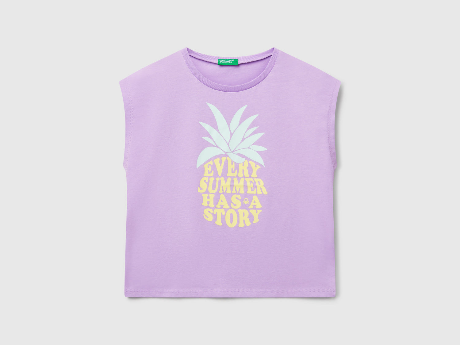 T-shirt con stampa fluo da bambina lilla | Benetton Outlet