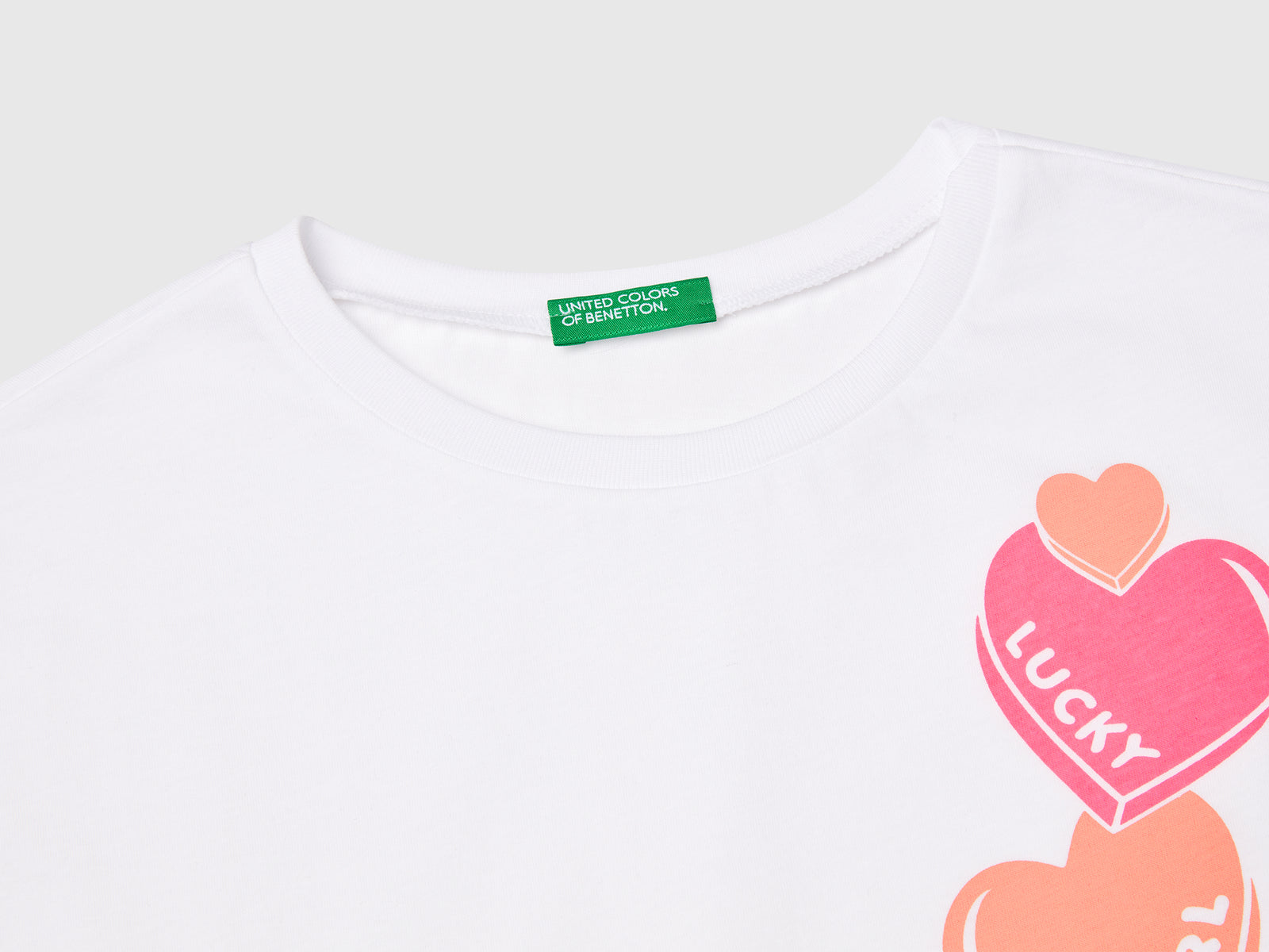 T-shirt con stampa fluo da bambina bianco 3 | Benetton Outlet