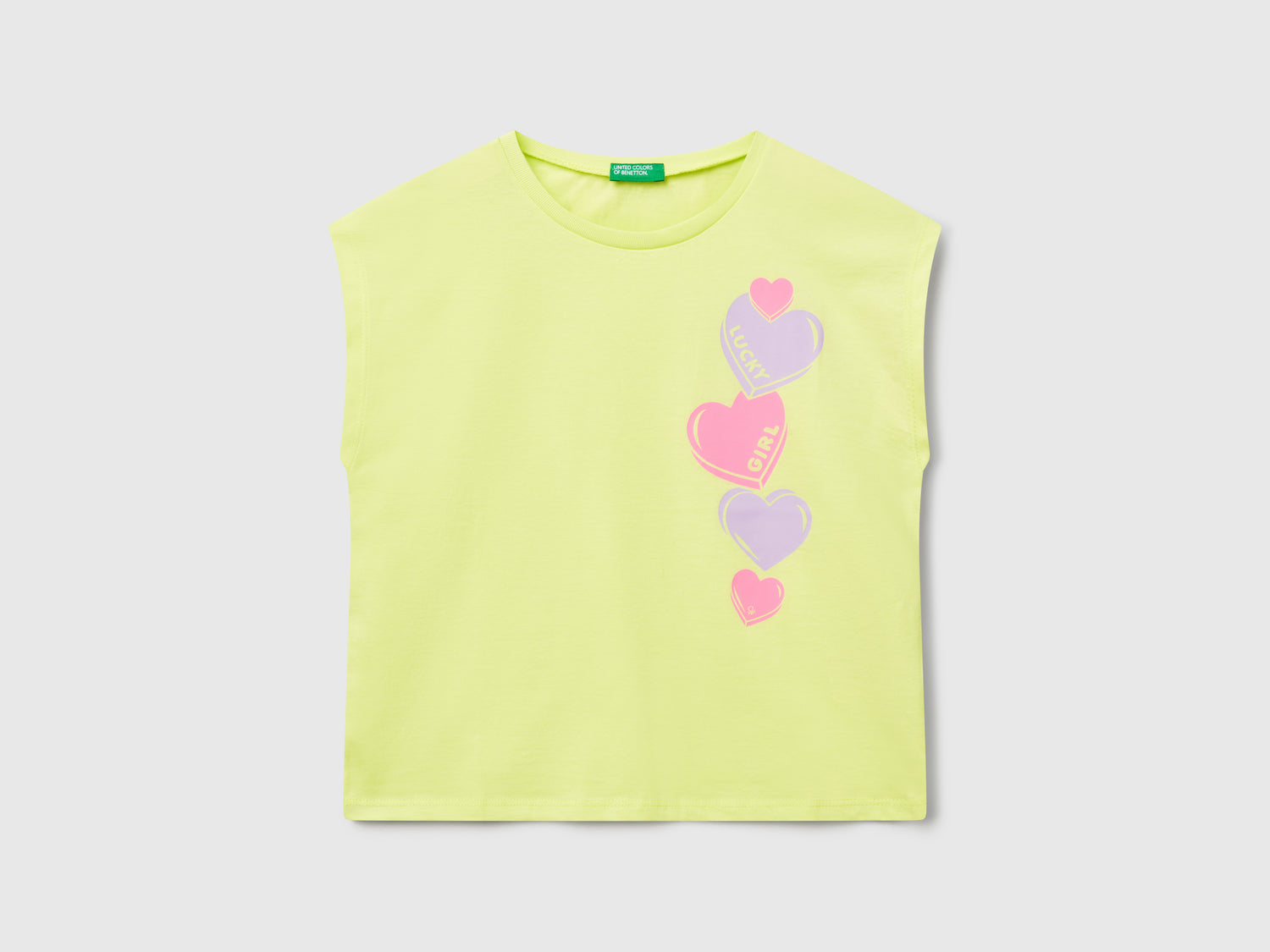 T-shirt con stampa fluo da bambina giallo | Benetton Outlet