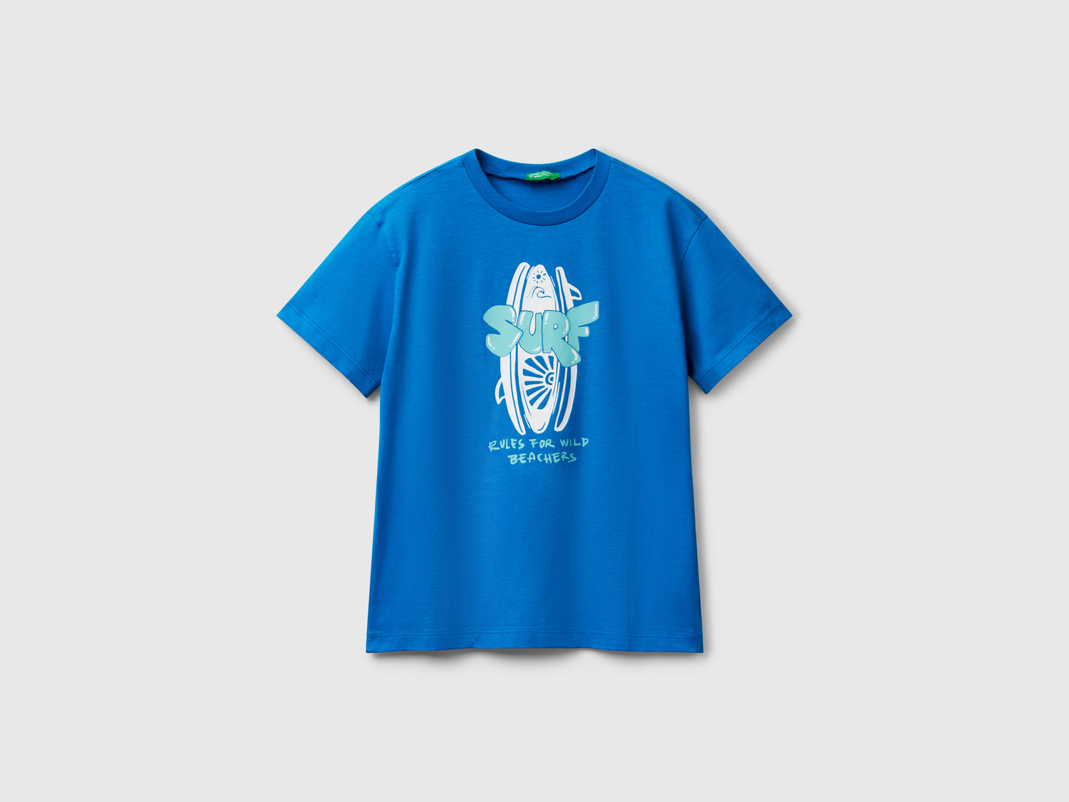 T-shirt con stampa fluo da bambino blu | Benetton Outlet