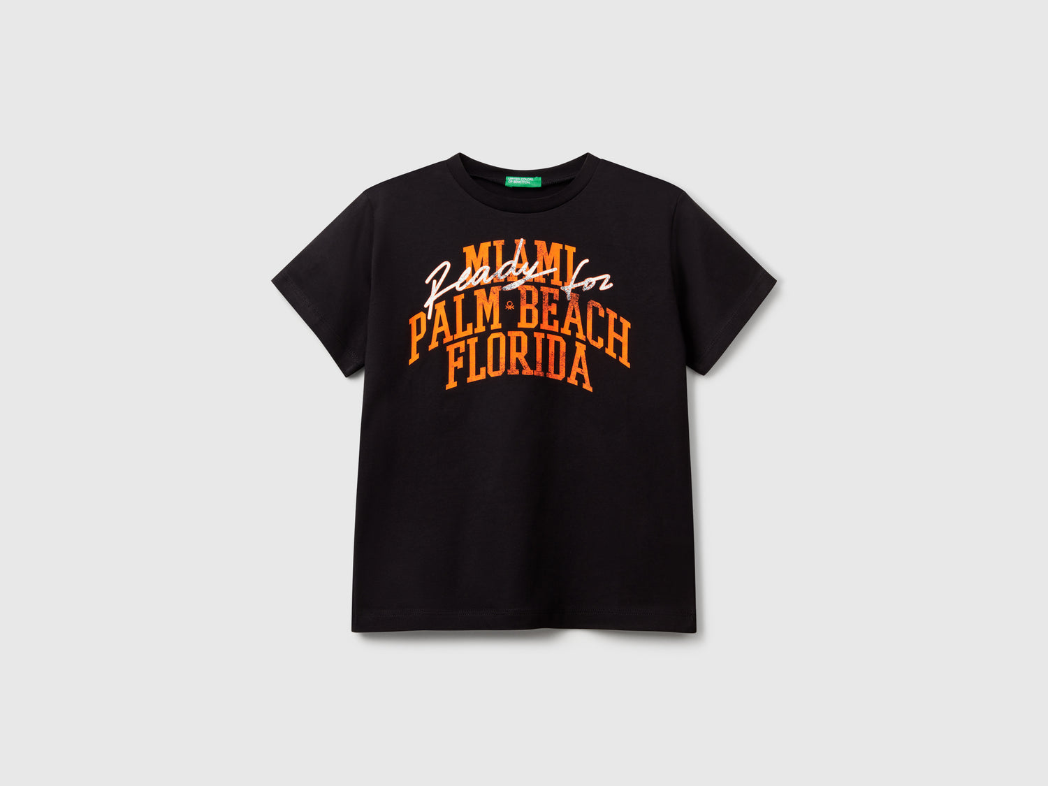 T-shirt con stampa fluo da bambino nero | Benetton Outlet