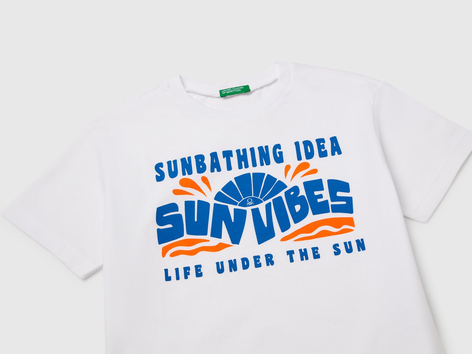 T-shirt con stampa fluo da bambino bianco 3 | Benetton Outlet