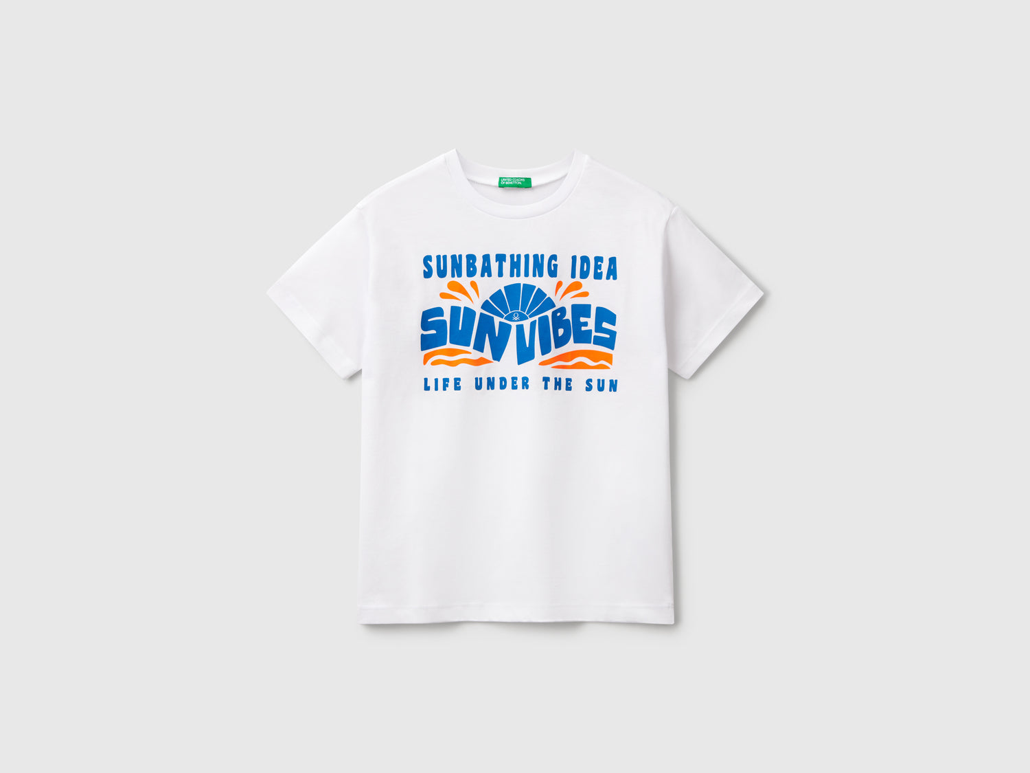 T-shirt con stampa fluo da bambino bianco | Benetton Outlet