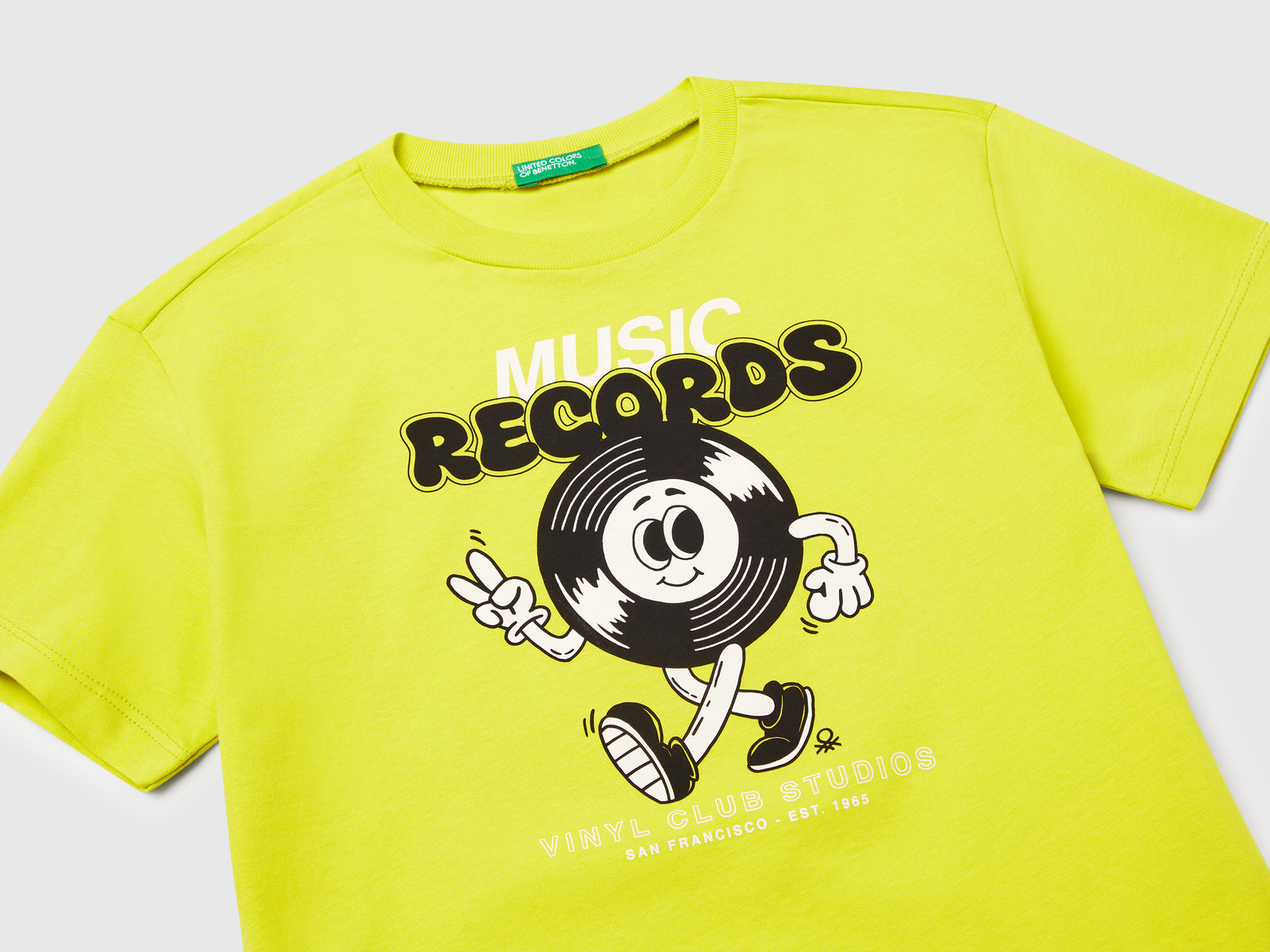 T-shirt con stampa fluo da bambino giallo fluo 3 | Benetton Outlet