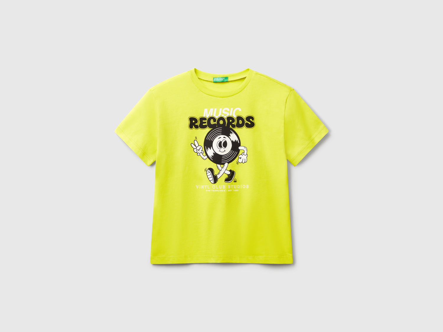 T-shirt con stampa fluo da bambino giallo fluo | Benetton Outlet