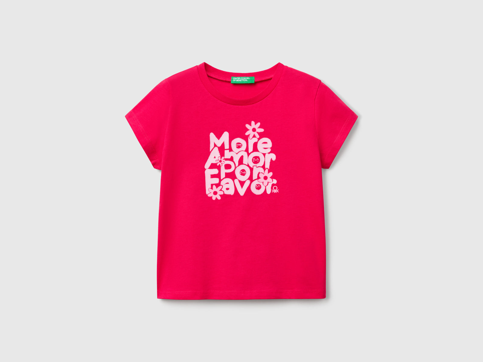 T-shirt con stampa fluo da bimba fucsia | Benetton Outlet
