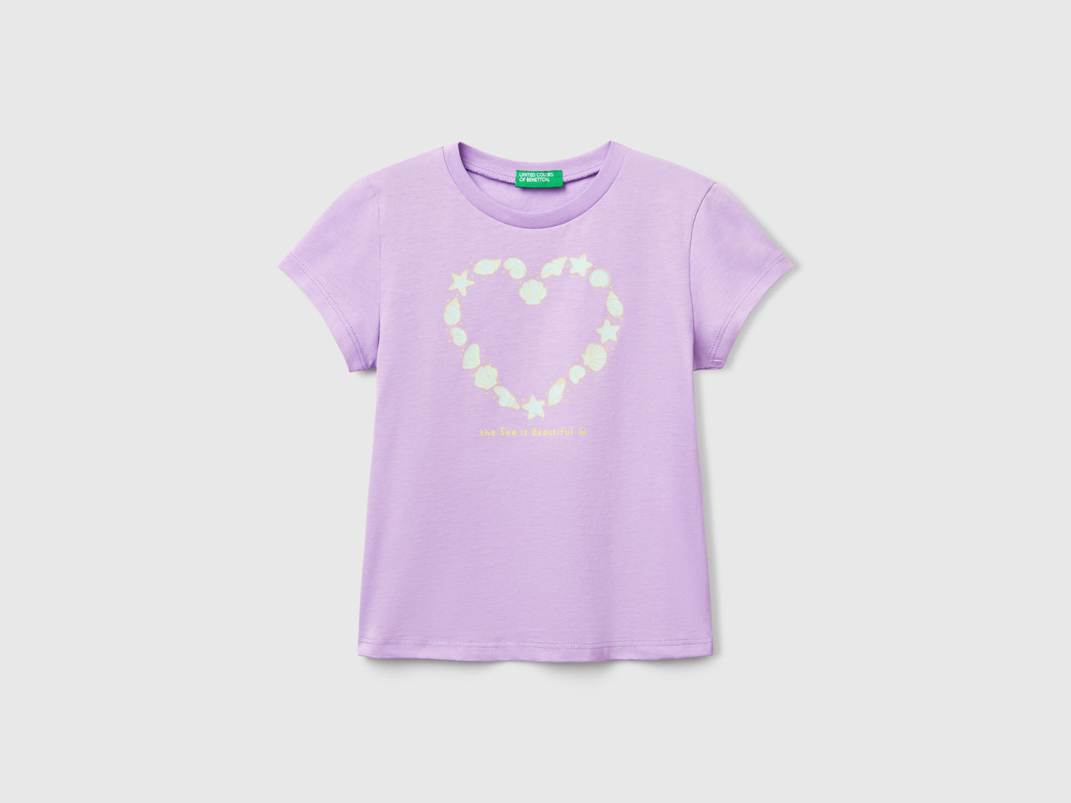 T-shirt con stampa fluo da bimba lilla | Benetton Outlet