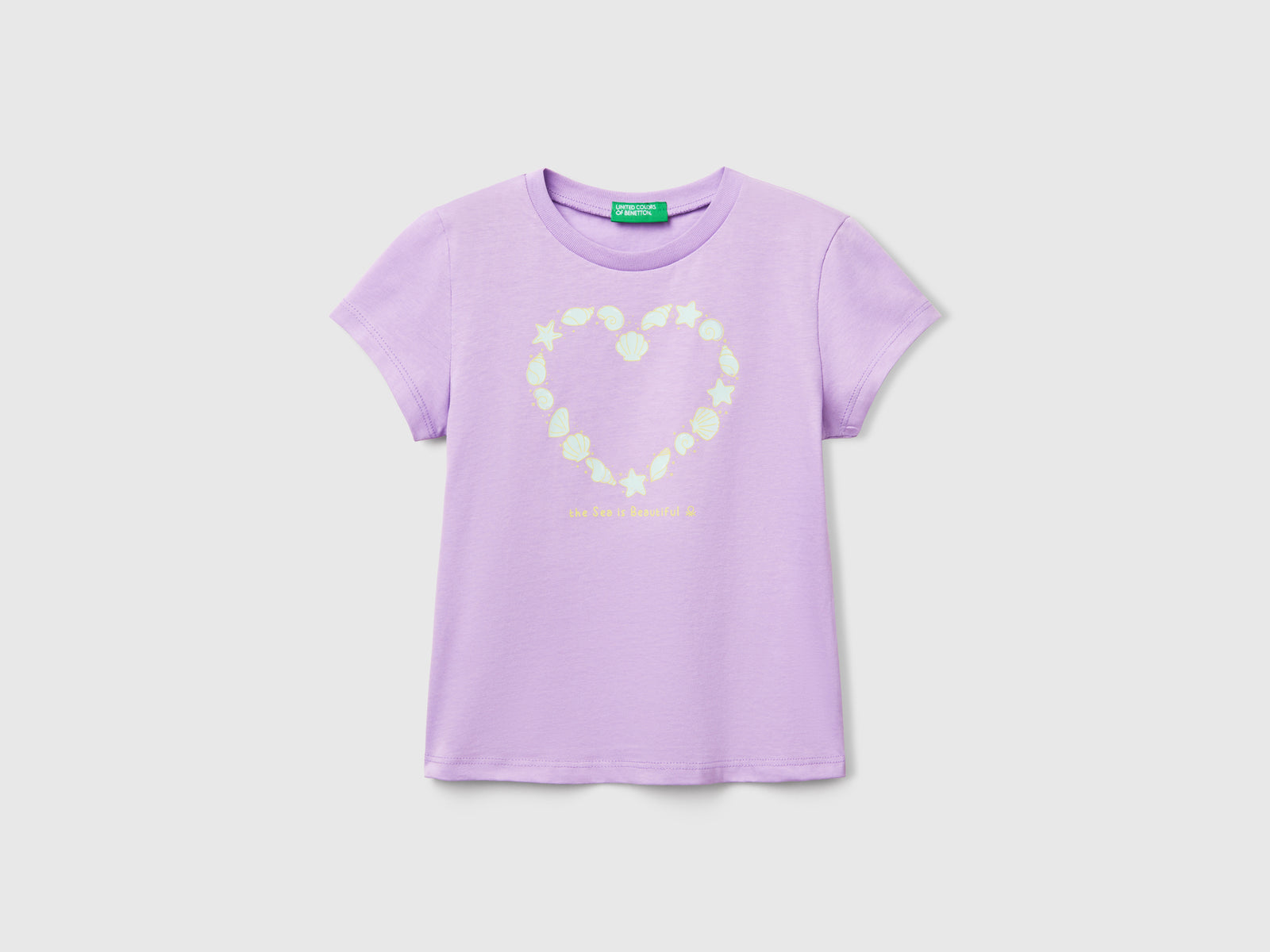 T-shirt con stampa fluo da bimba lilla | Benetton Outlet