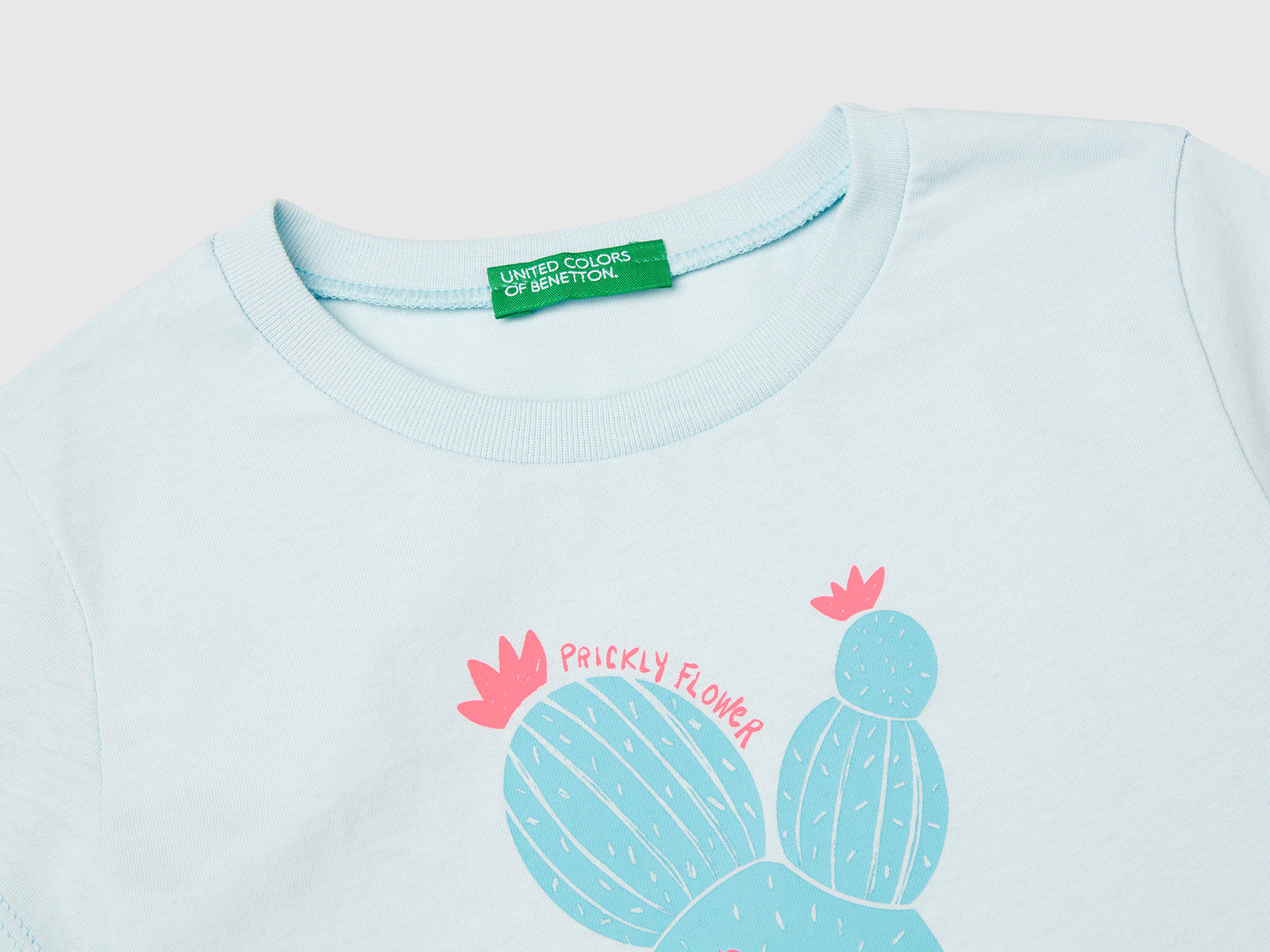 T-shirt con stampa fluo da bimba verde acqua 3 | Benetton Outlet