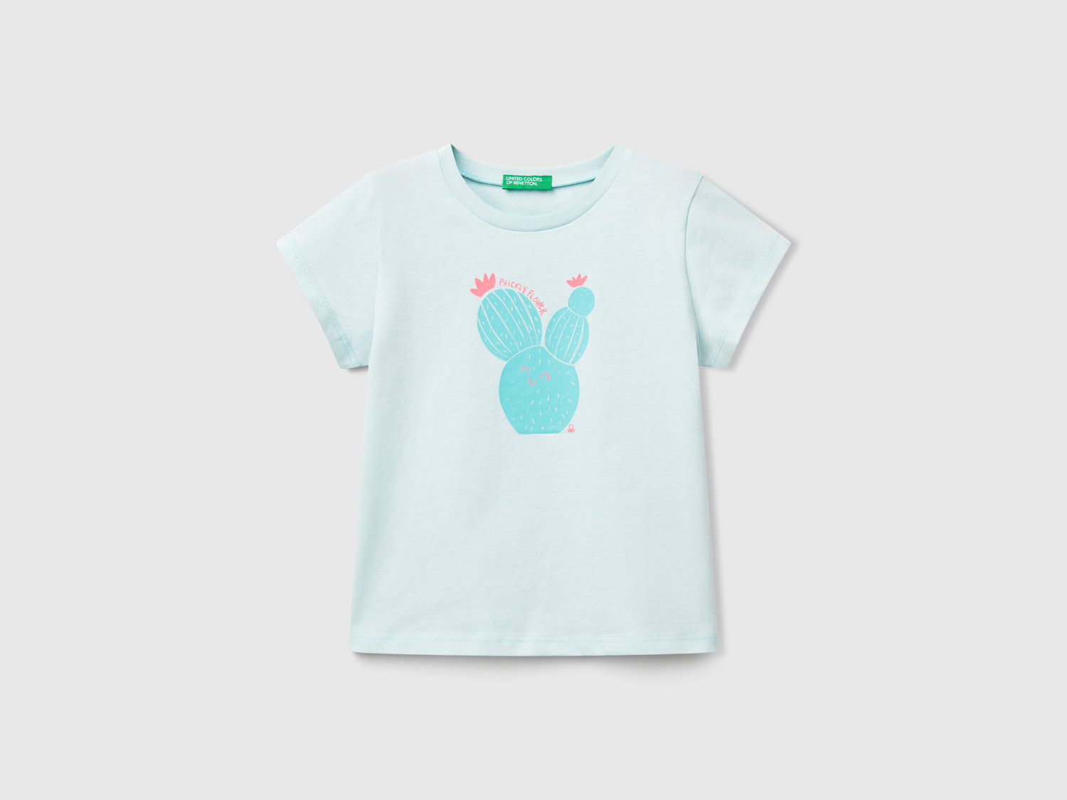 T-shirt con stampa fluo da bimba verde acqua | Benetton Outlet