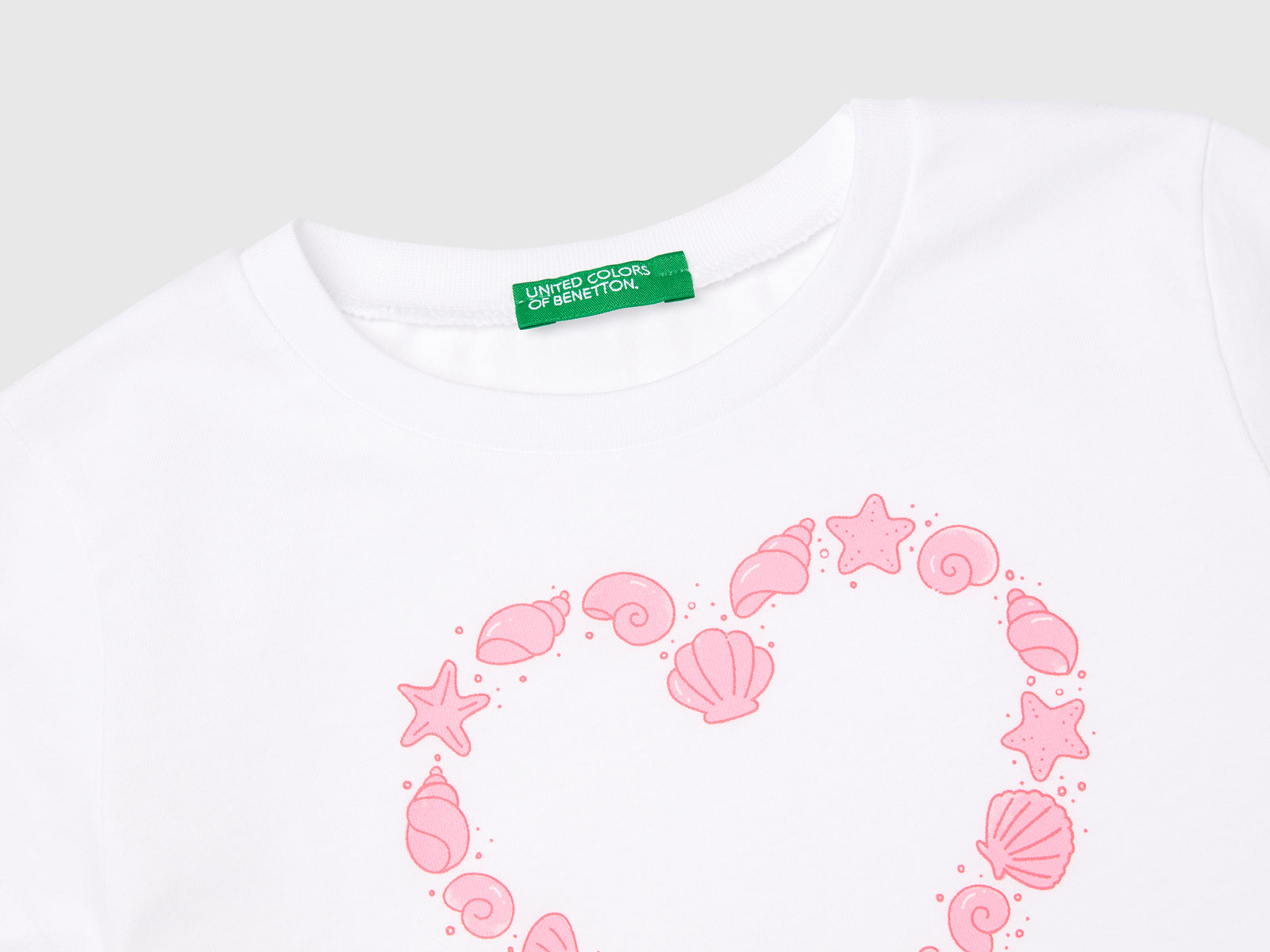 T-shirt con stampa fluo da bimba bianco 3 | Benetton Outlet