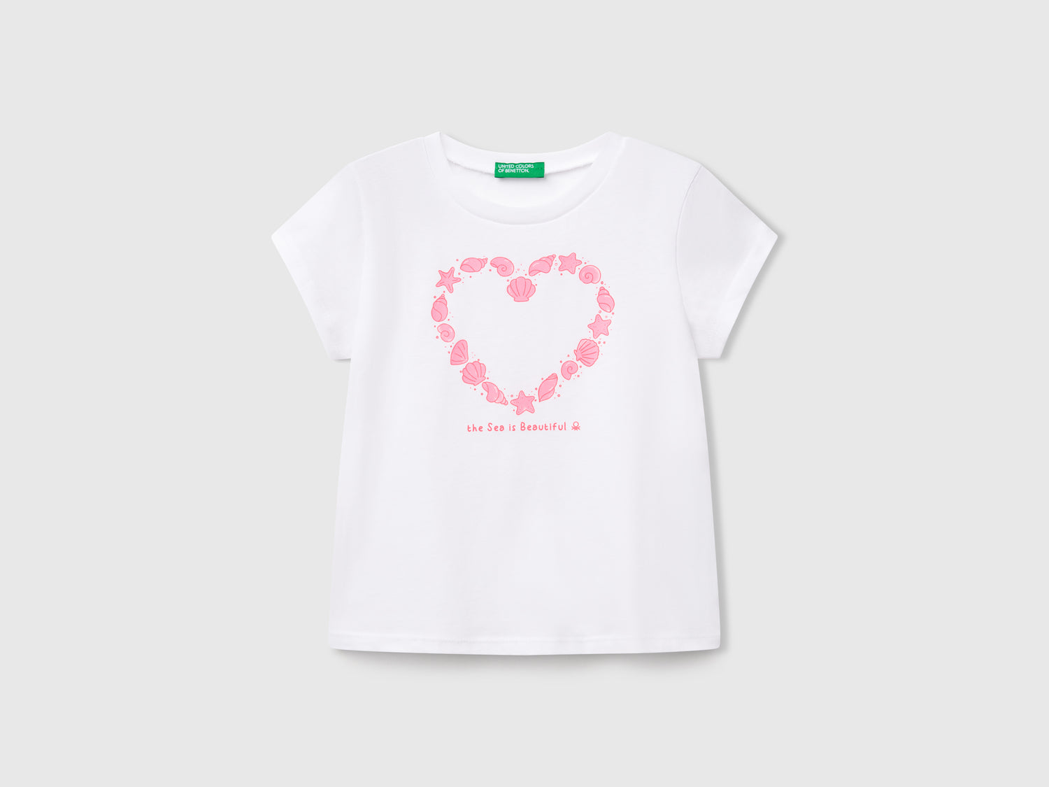 T-shirt con stampa fluo da bimba bianco | Benetton Outlet