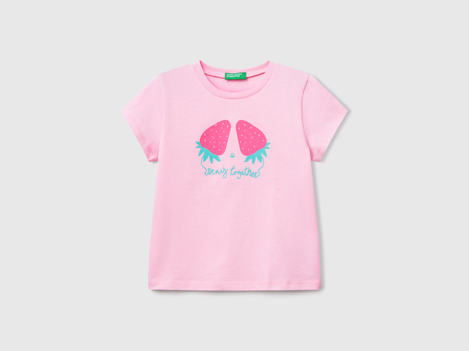 T-shirt con stampa fluo da bimba rosa | Benetton Outlet