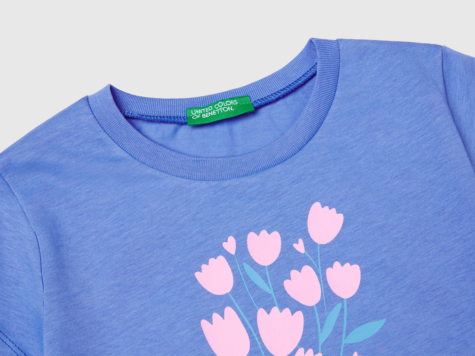 T-shirt con stampa fluo da bimba celeste 3 | Benetton Outlet