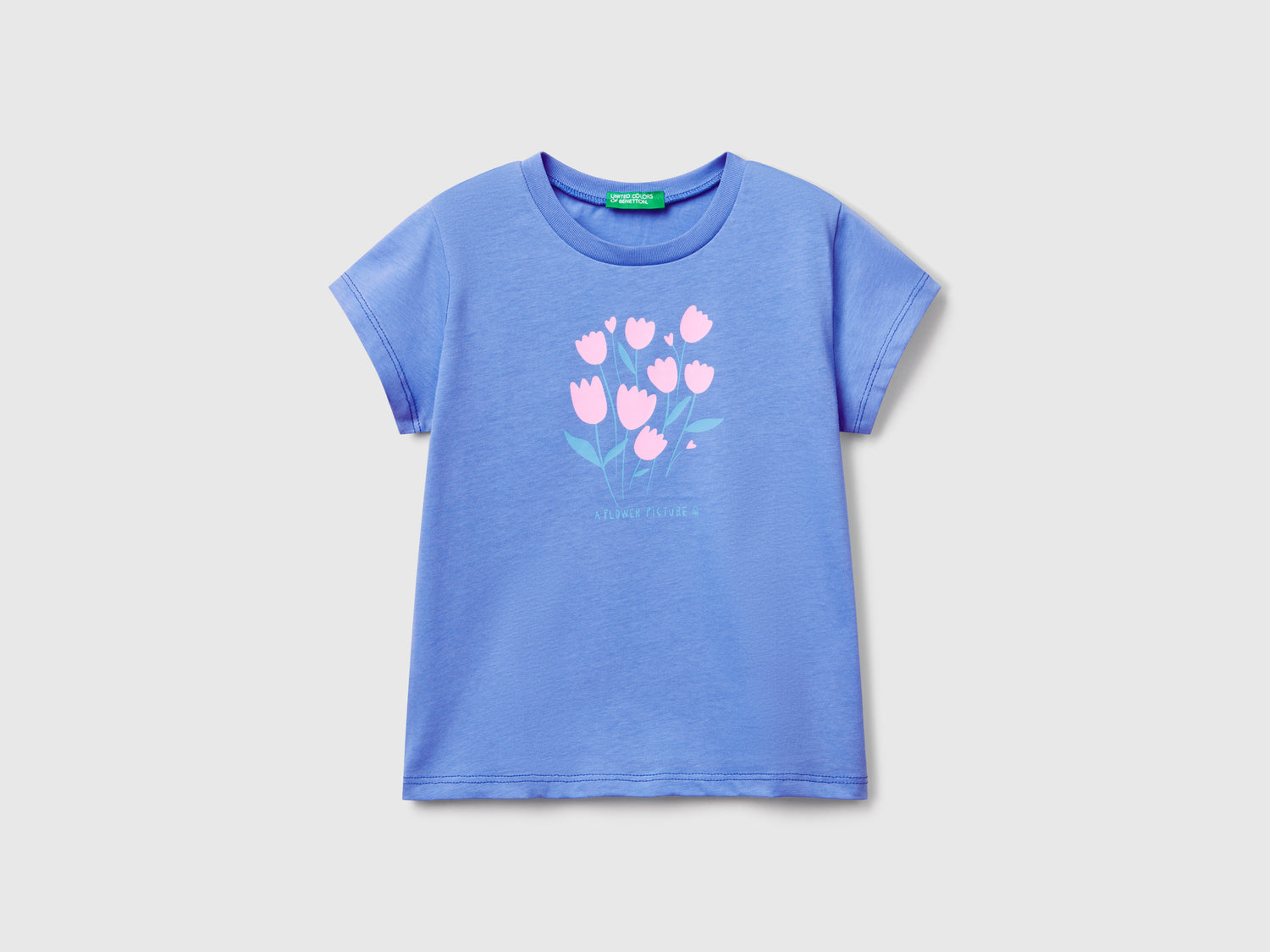 T-shirt con stampa fluo da bimba celeste | Benetton Outlet