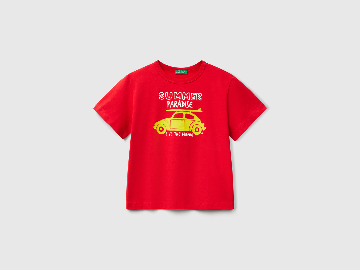 T-shirt con stampa fluo da bimbo rosso | Benetton Outlet