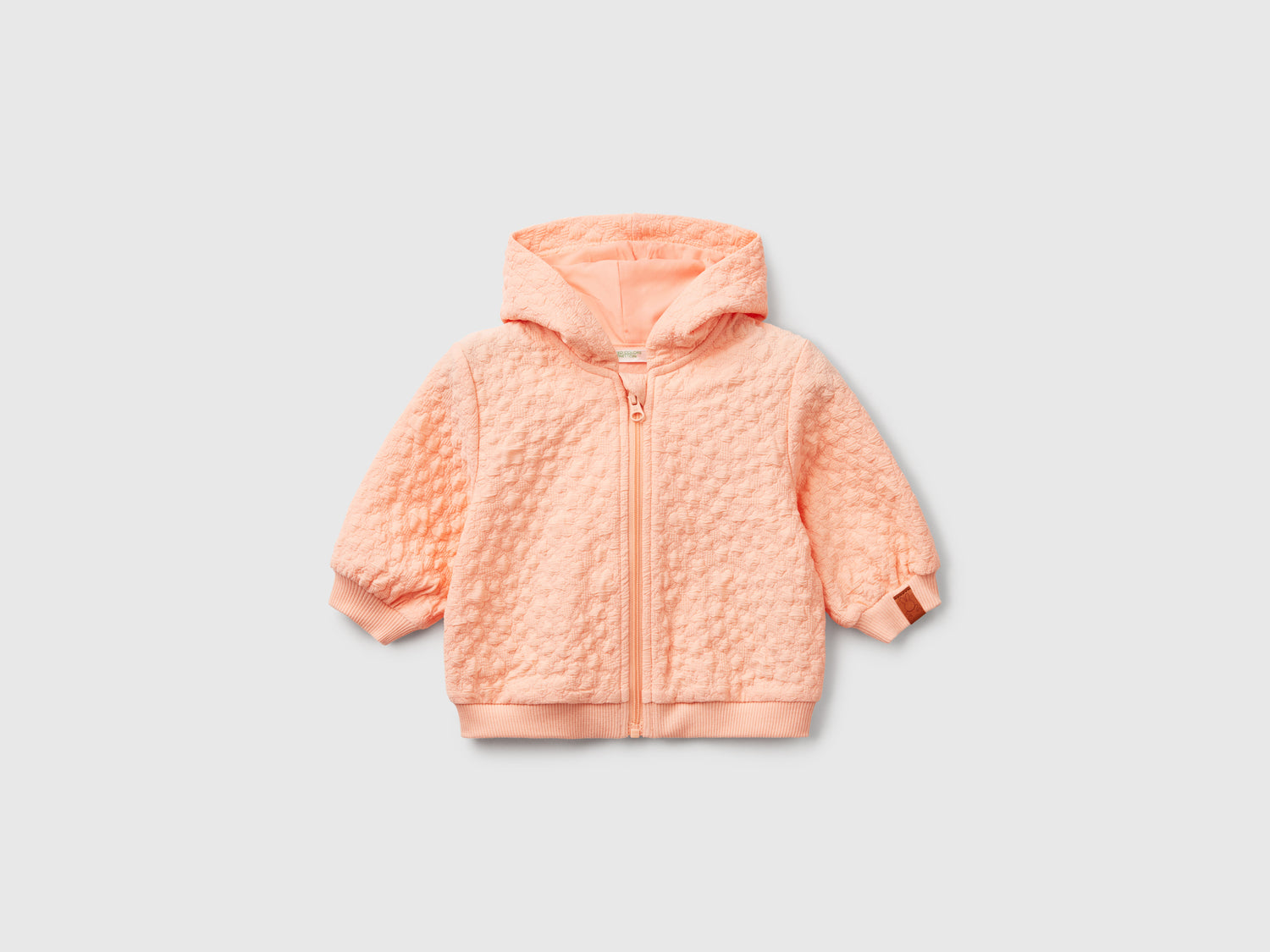 Felpa jacquard con zip da neonato pesca | Benetton Outlet