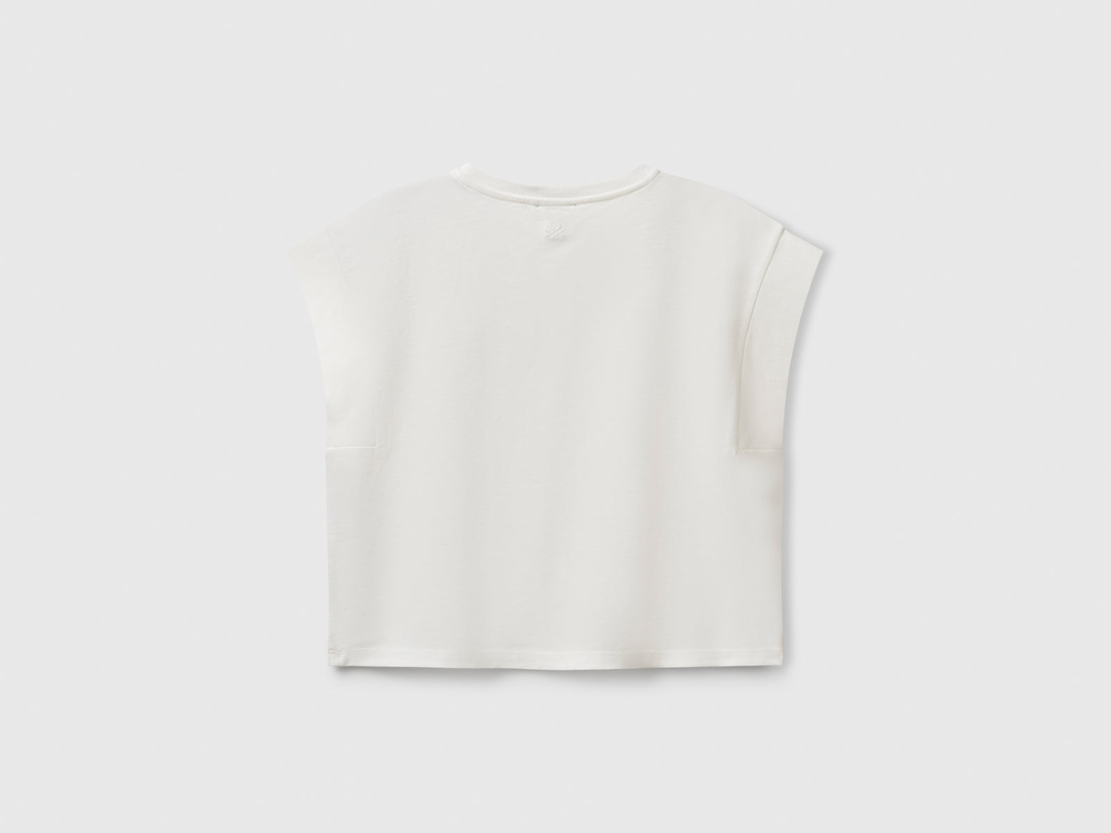 T-shirt con patch macramè da bambina bianco panna 2 | Benetton Outlet