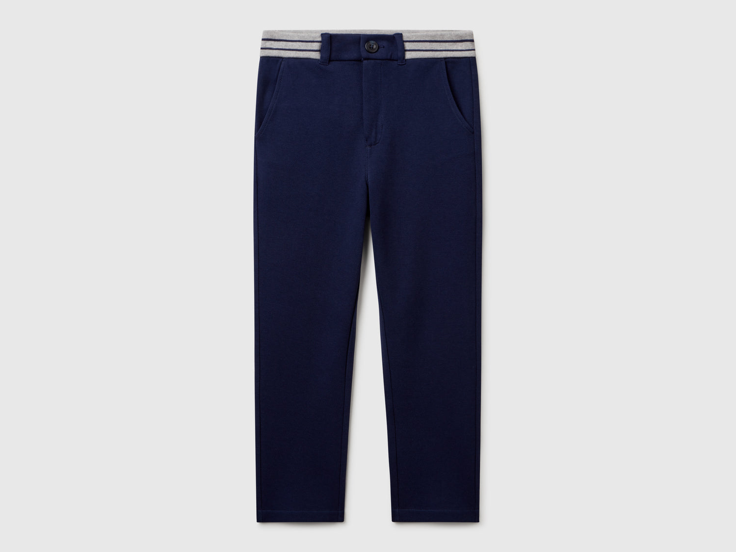 Pantaloni lunghi in cotone da bambino blu scuro | Benetton Outlet