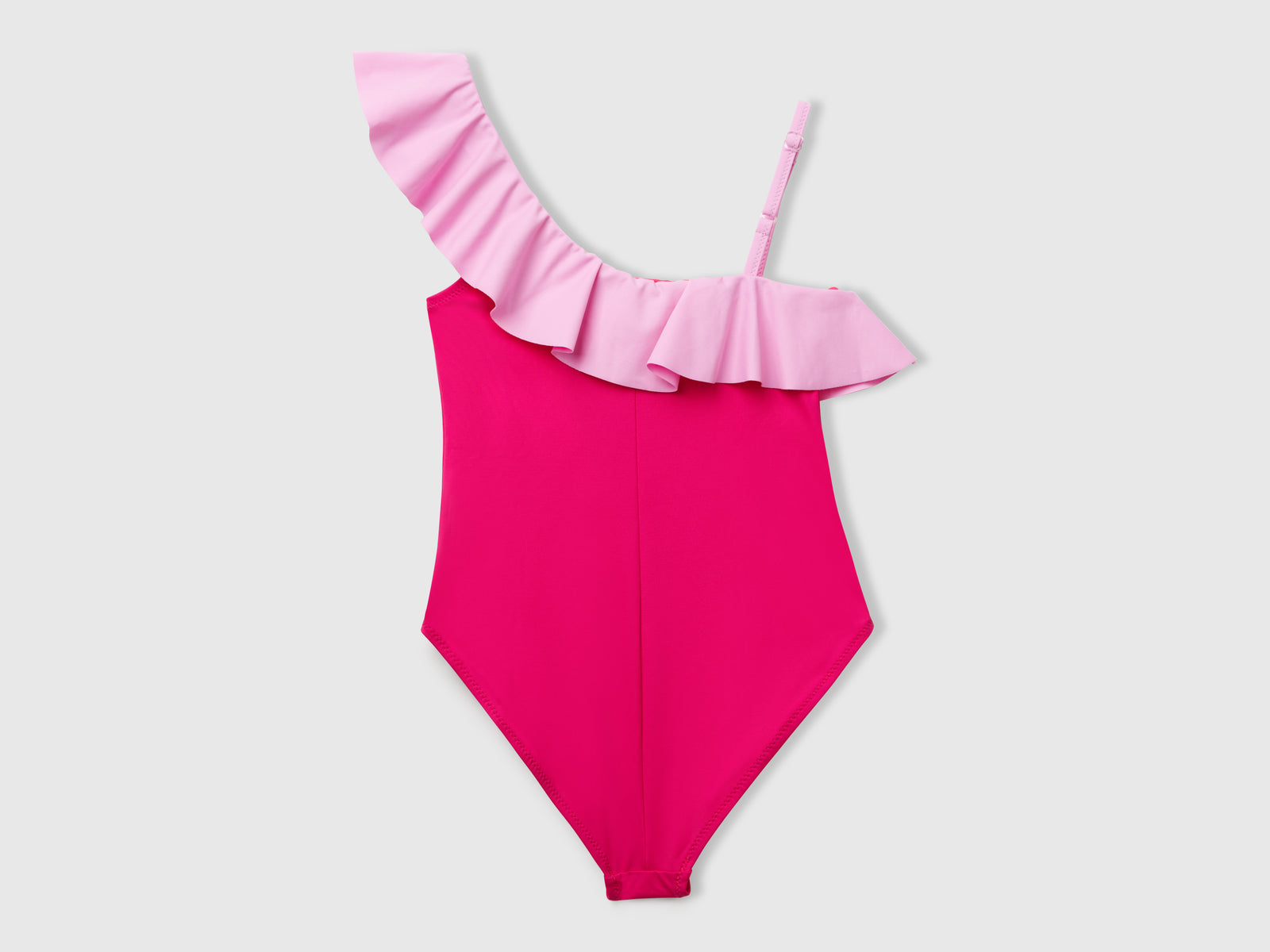 Costume intero con volant da bambina fucsia 2 | Benetton Outlet