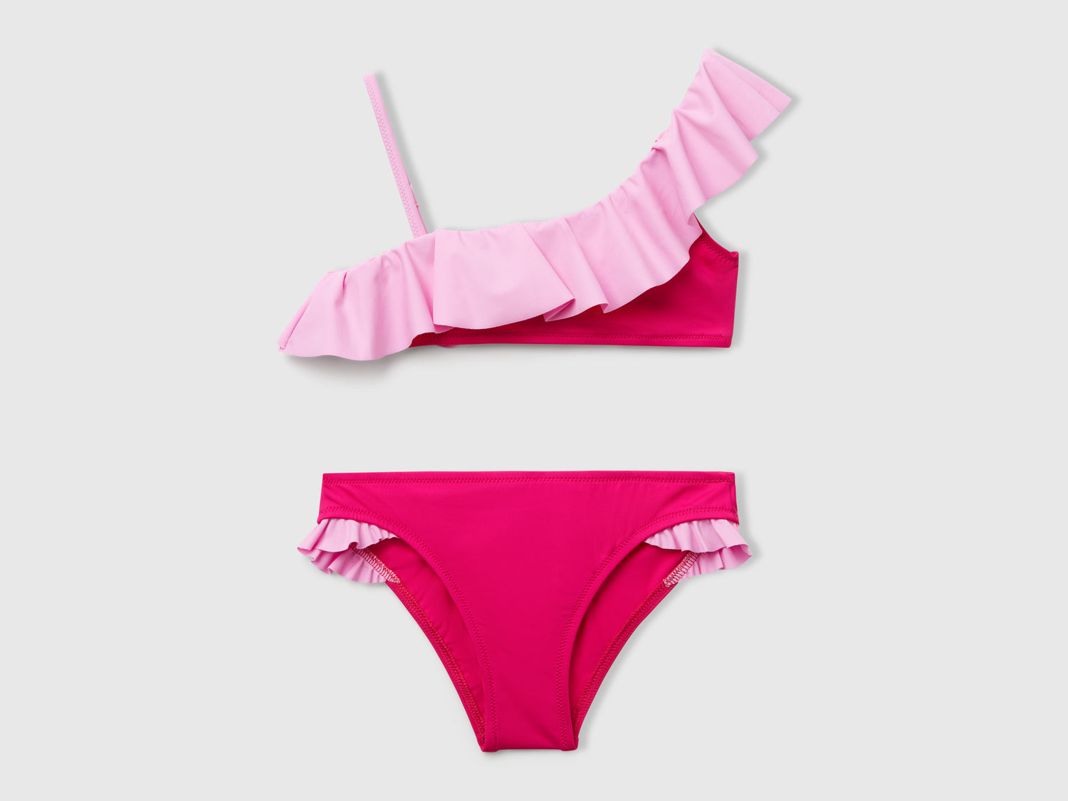 Bikini mare con volant da bambina fucsia | Benetton Outlet