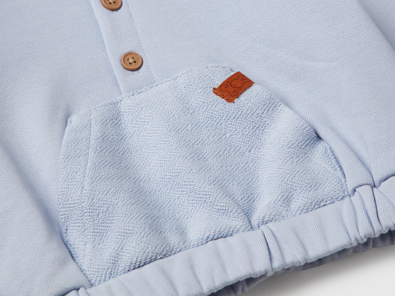 Felpa con tasca 100% cotone da neonato celeste 3 | Benetton Outlet