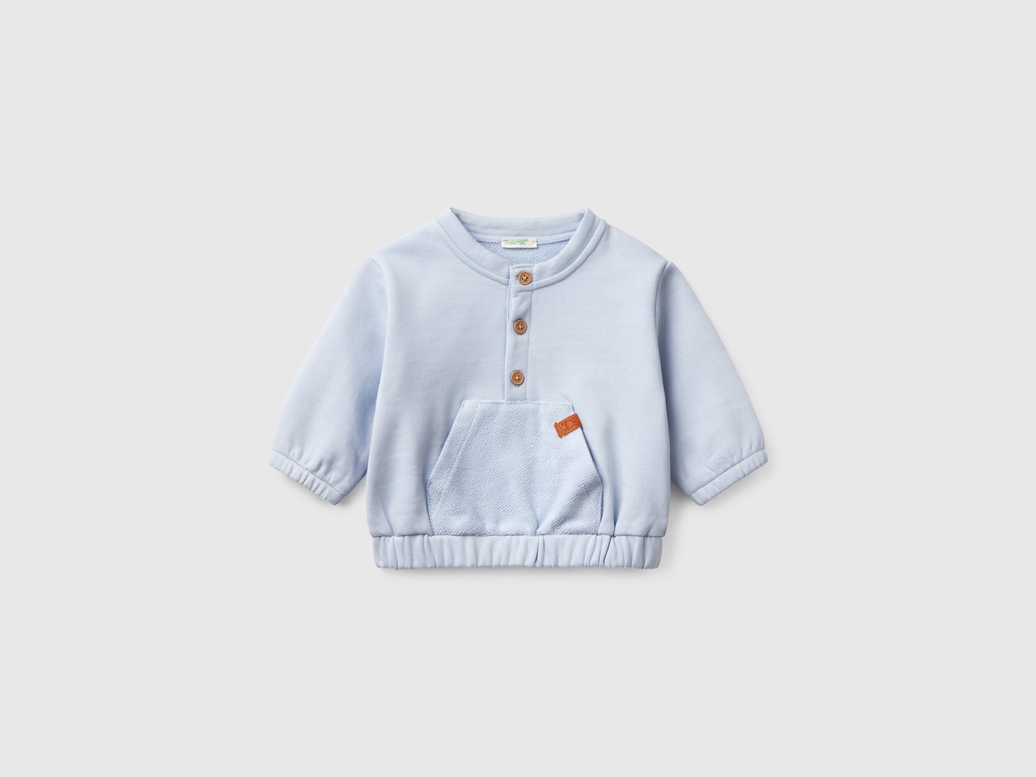 Felpa con tasca 100% cotone da neonato celeste | Benetton Outlet