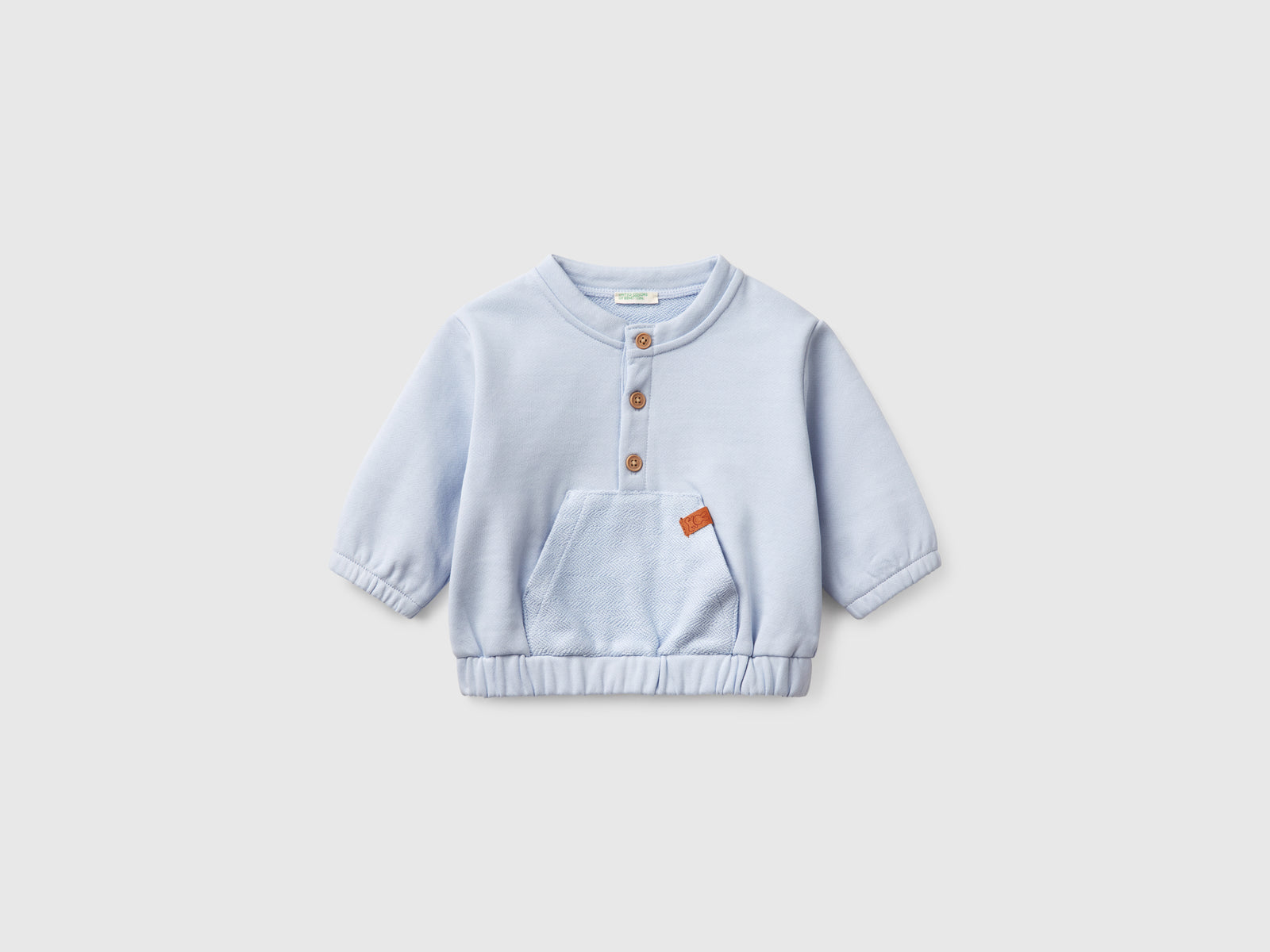 Felpa con tasca 100% cotone da neonato celeste | Benetton Outlet