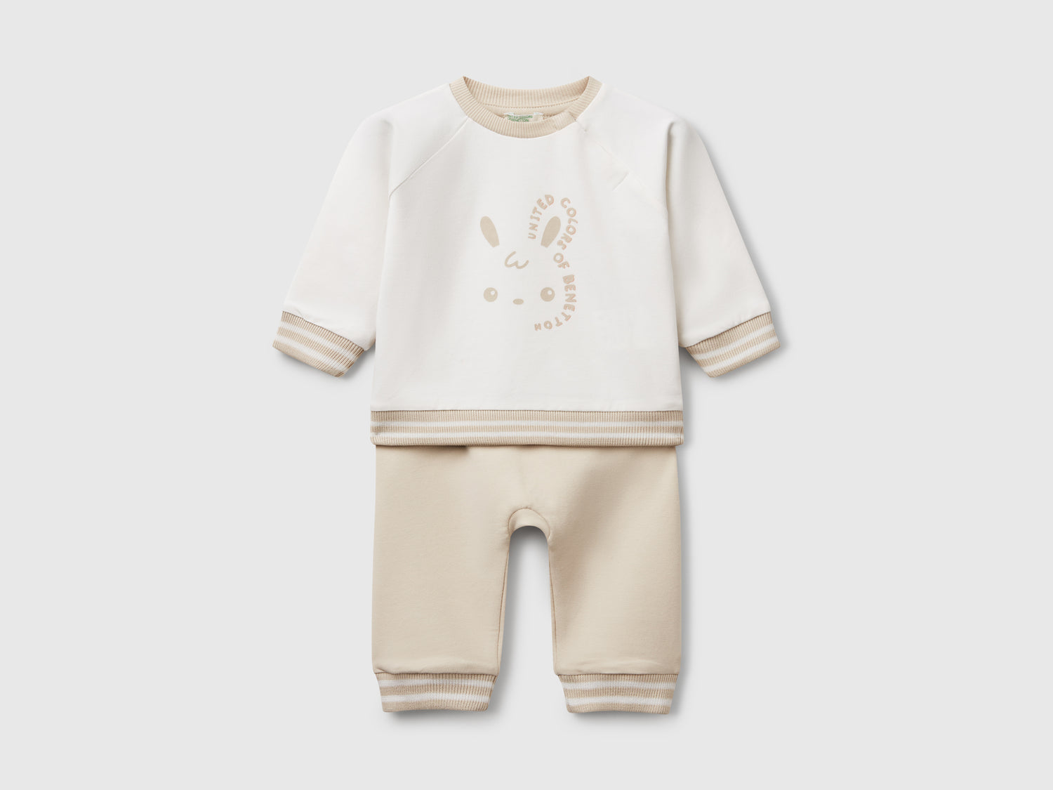 Completino in felpa leggera da neonato beige | Benetton Outlet