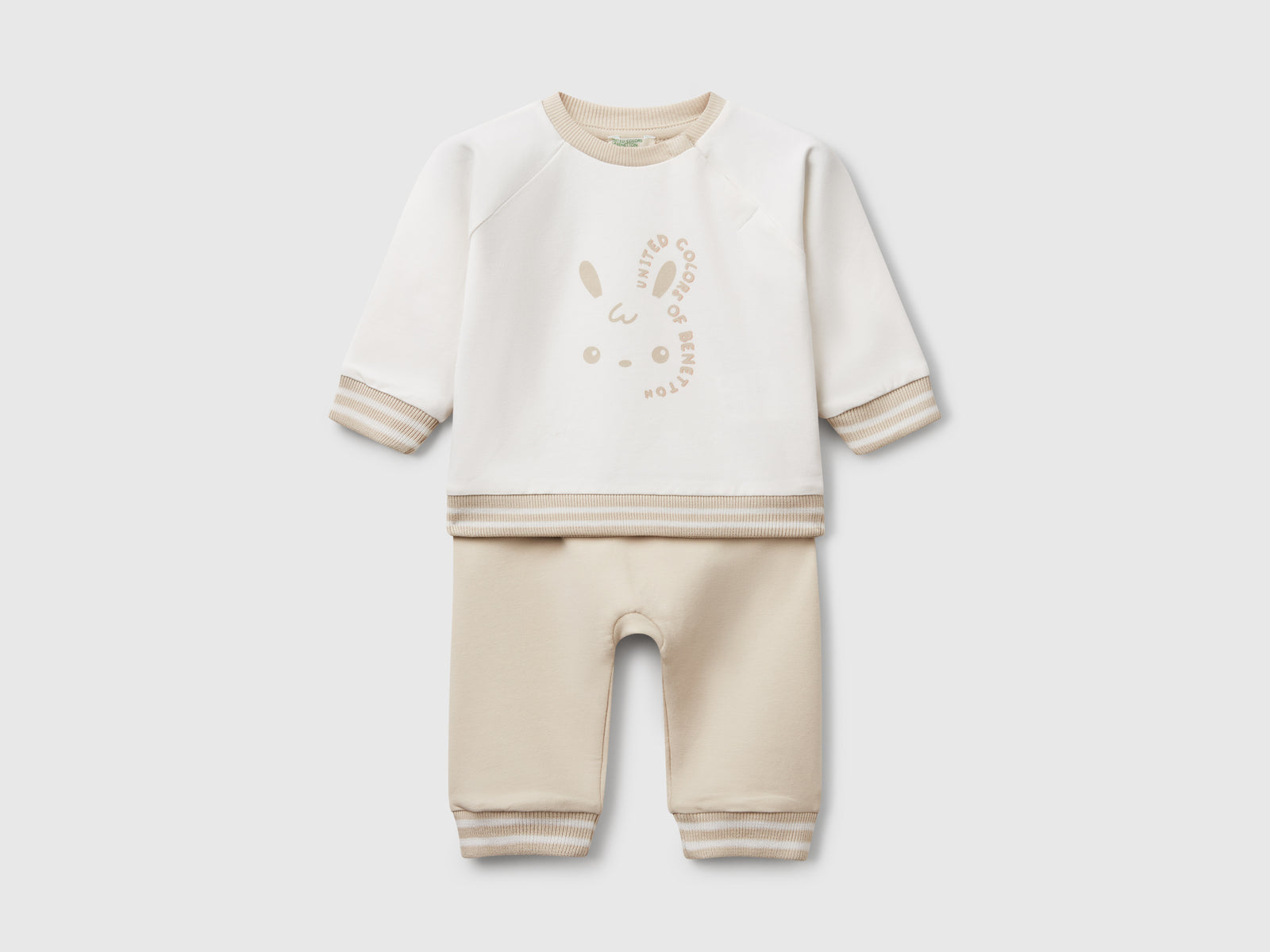 Completino in felpa leggera da neonato beige | Benetton Outlet