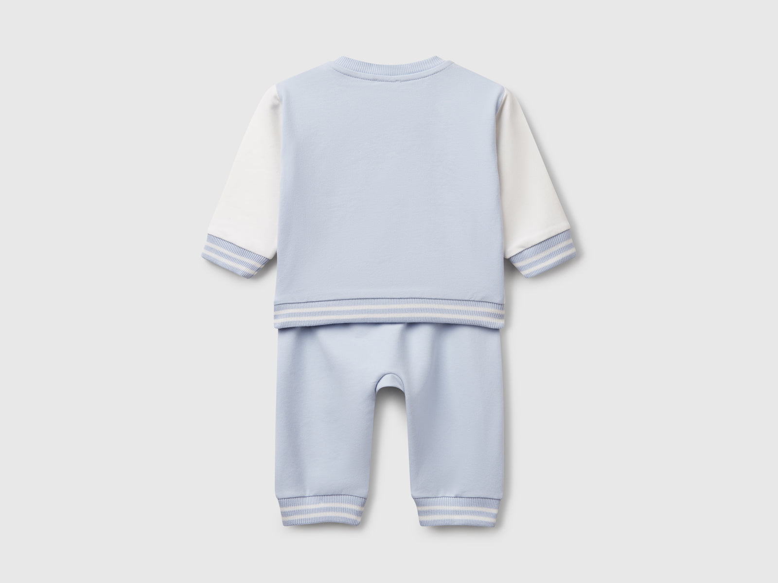 Completino in felpa leggera da neonato azzurro 2 | Benetton Outlet