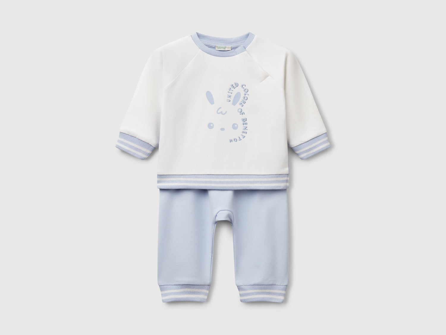 Completino in felpa leggera da neonato azzurro | Benetton Outlet