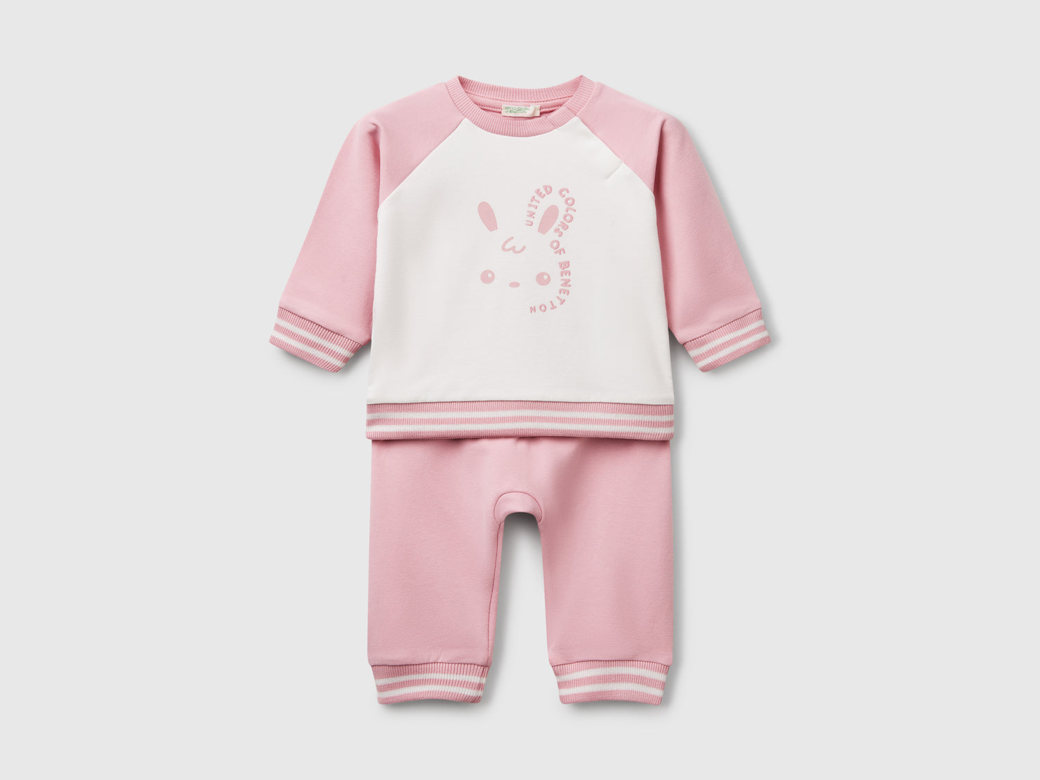 Completino in felpa leggera da neonato rosa | Benetton Outlet