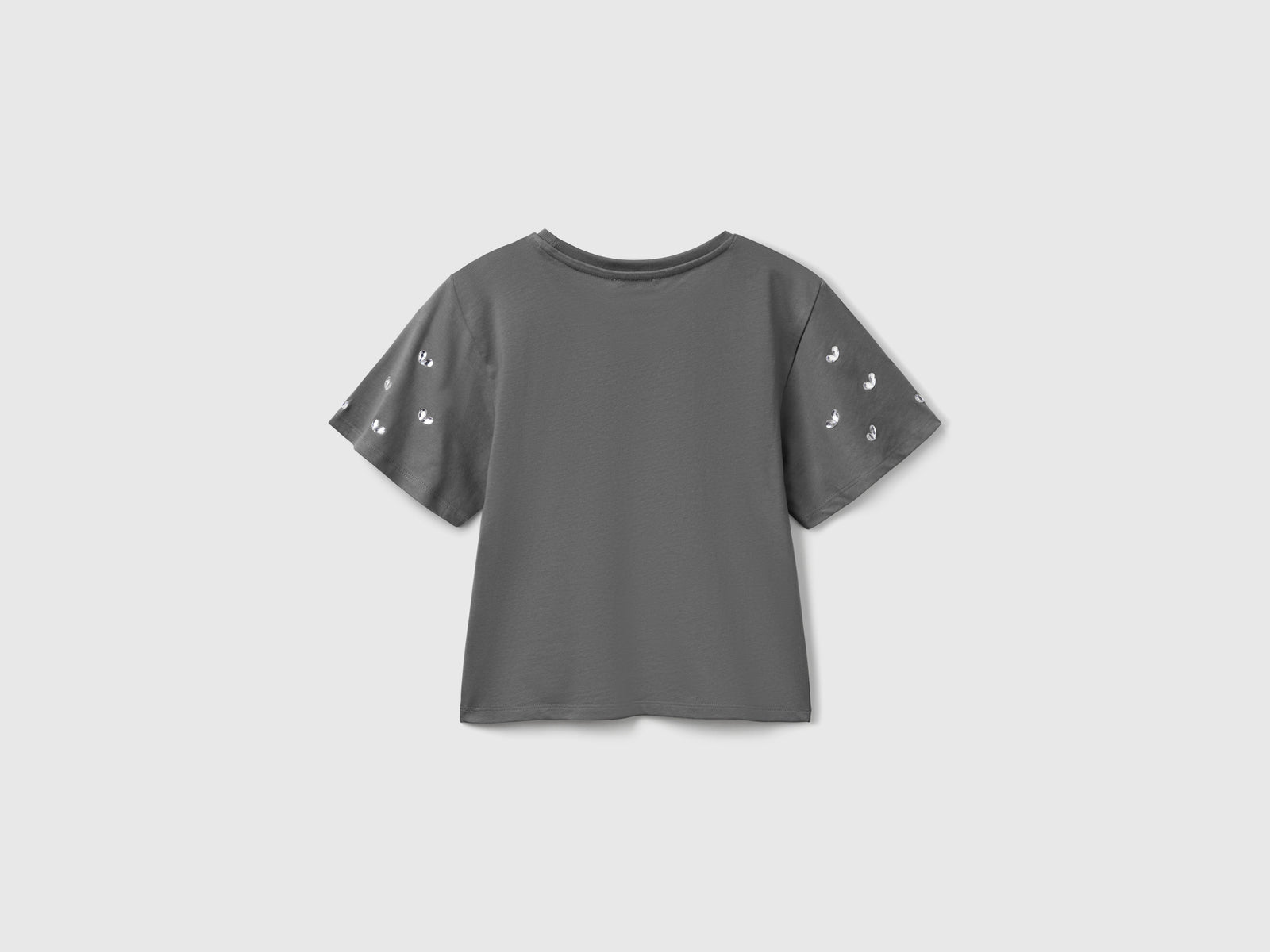 T-shirt con manica strass da bambina grigio scuro 2 | Benetton Outlet