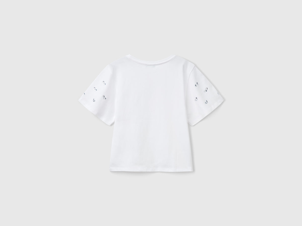 T-shirt con manica strass