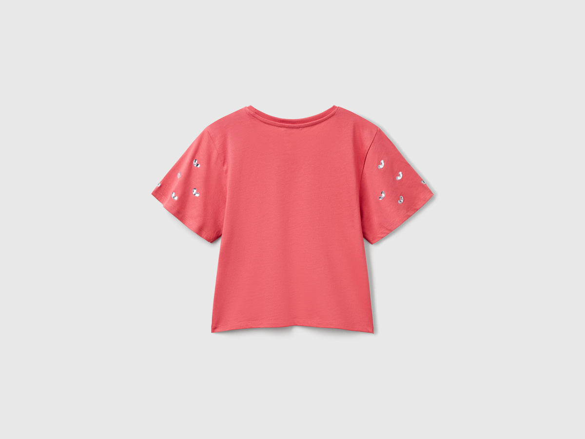 T-shirt con manica strass