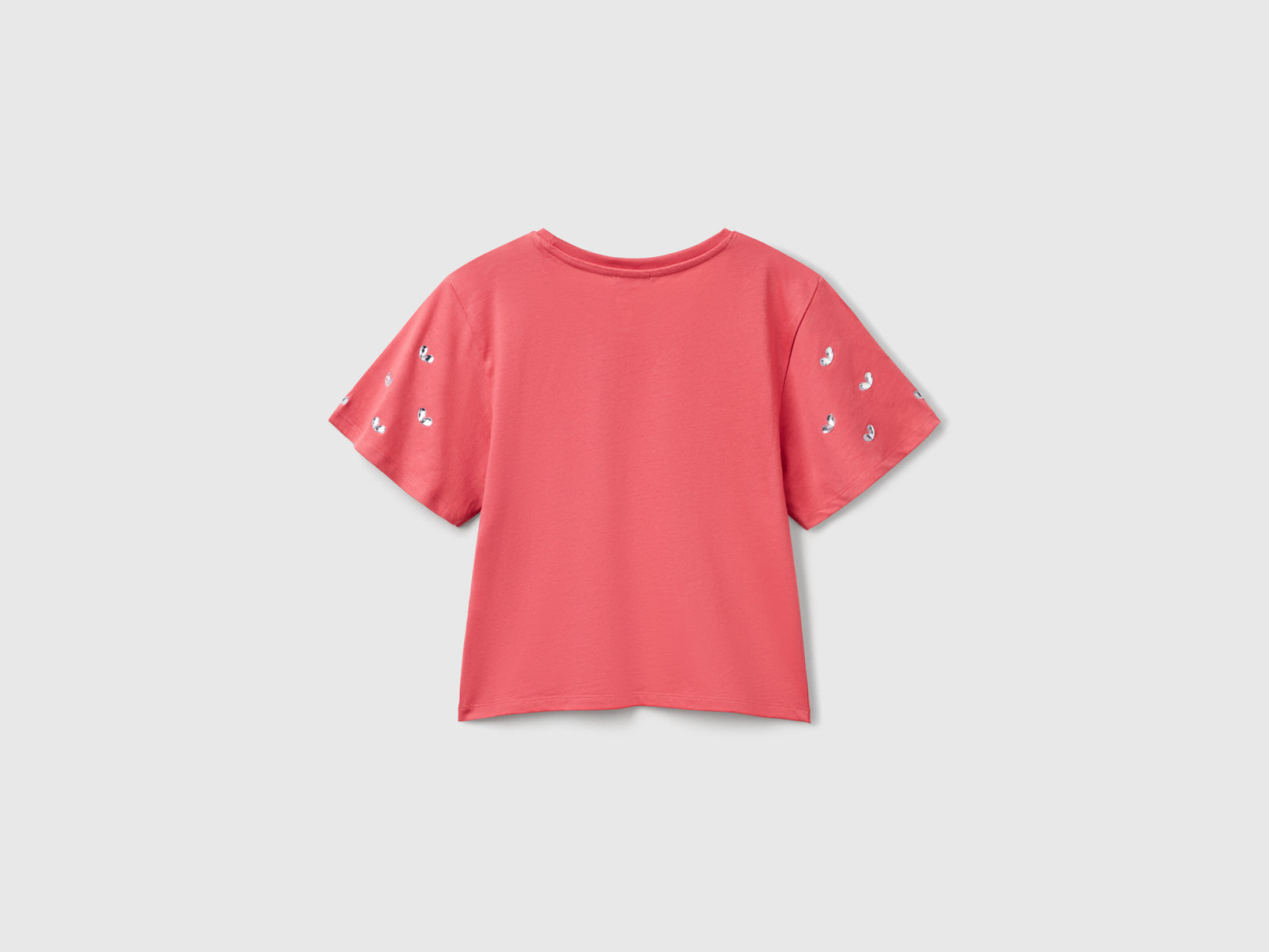 T-shirt con manica strass da bambina rosa 2 | Benetton Outlet