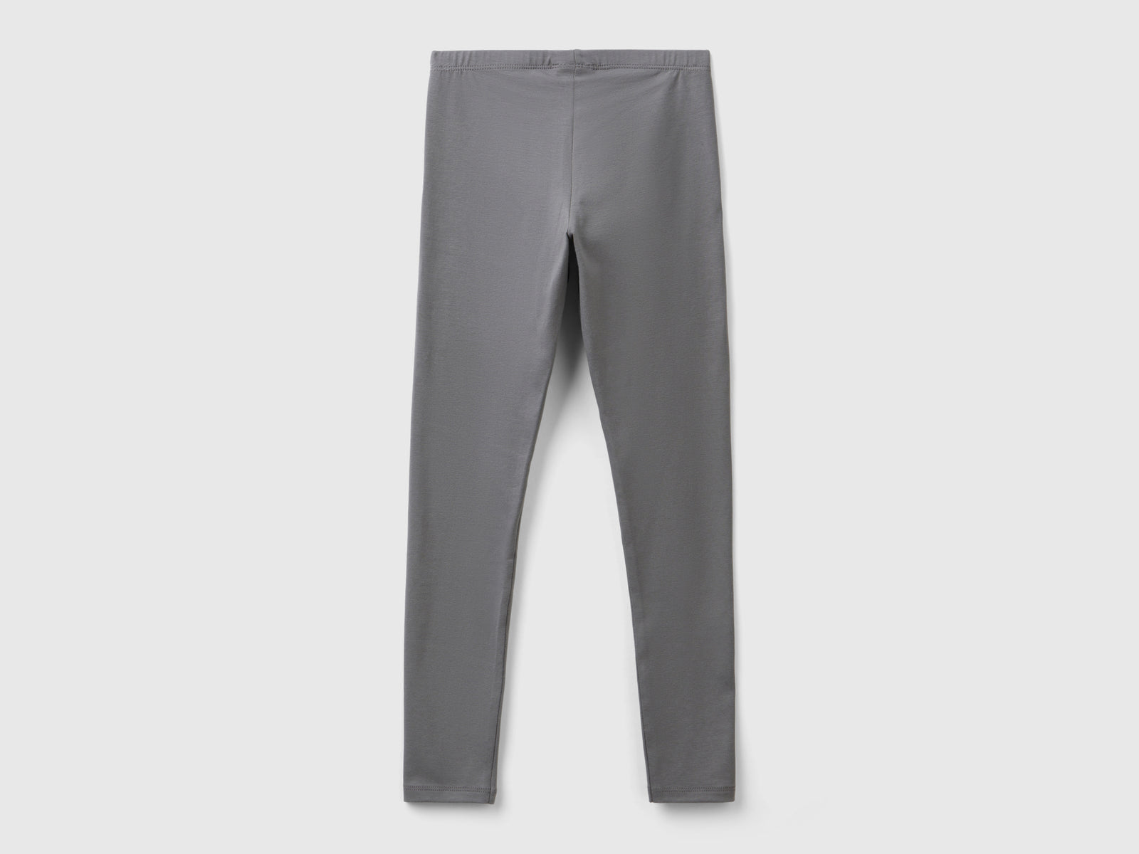 Leggings in cotone stretch con logo da bambina grigio scuro 2 | Benetton Outlet