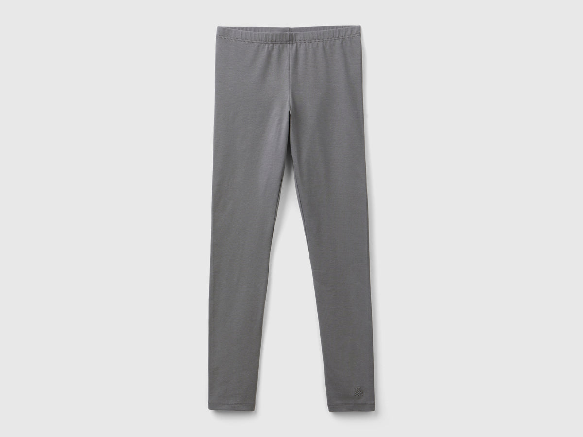 Leggings in cotone stretch con logo