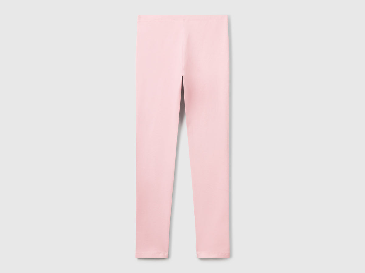 Leggings in cotone stretch con logo