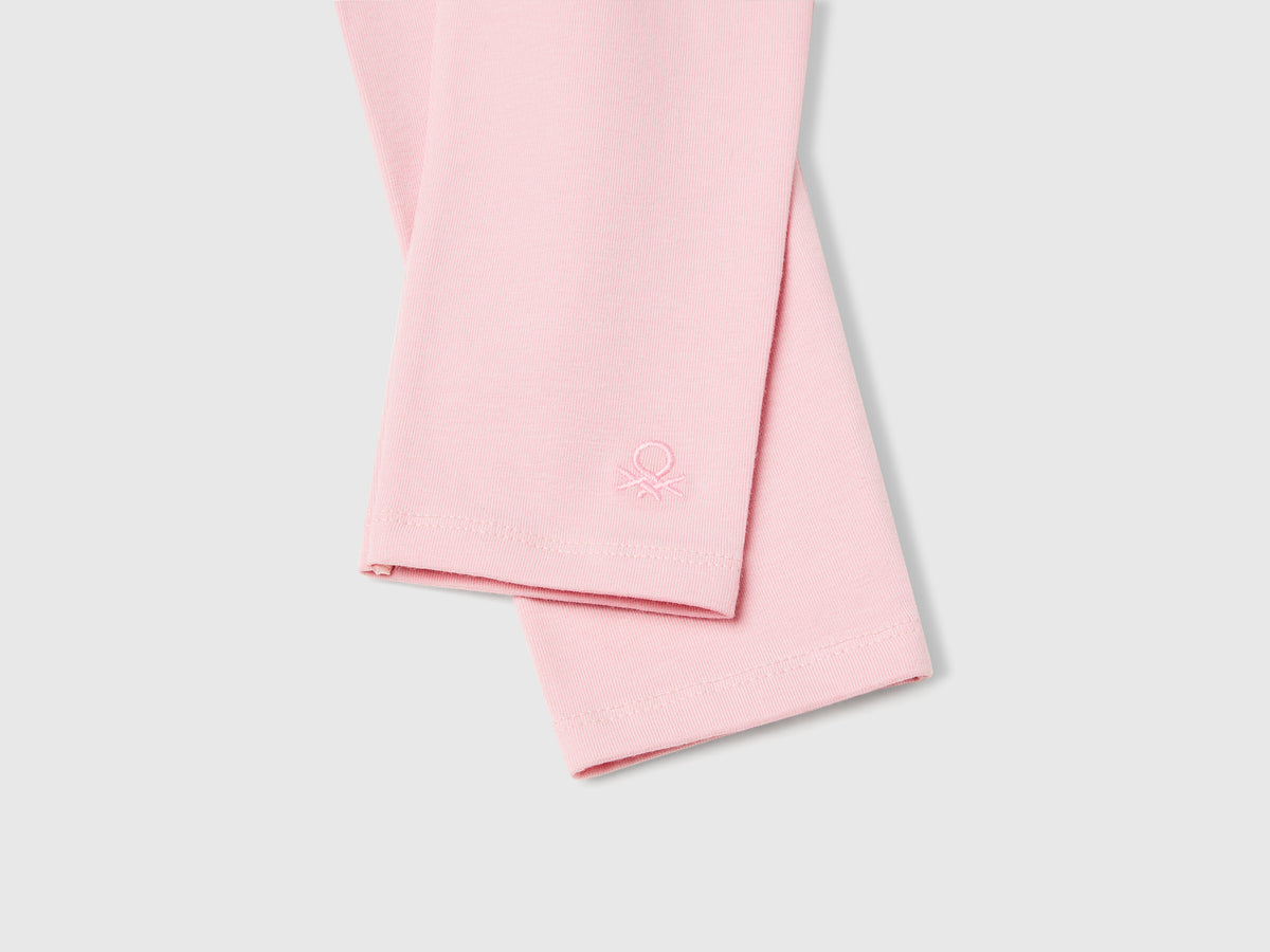 Leggings in cotone stretch con logo