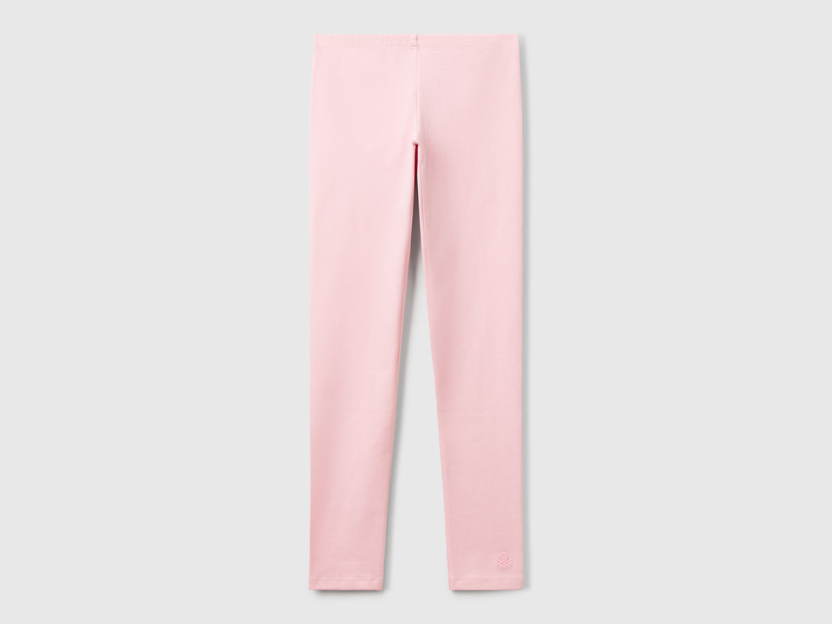 Leggings in cotone stretch con logo