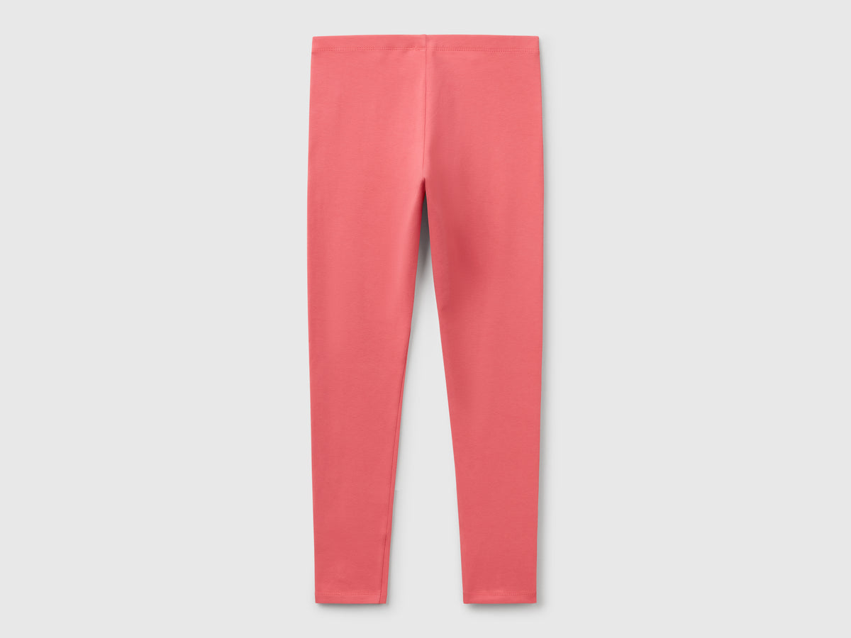 Leggings in cotone stretch con logo