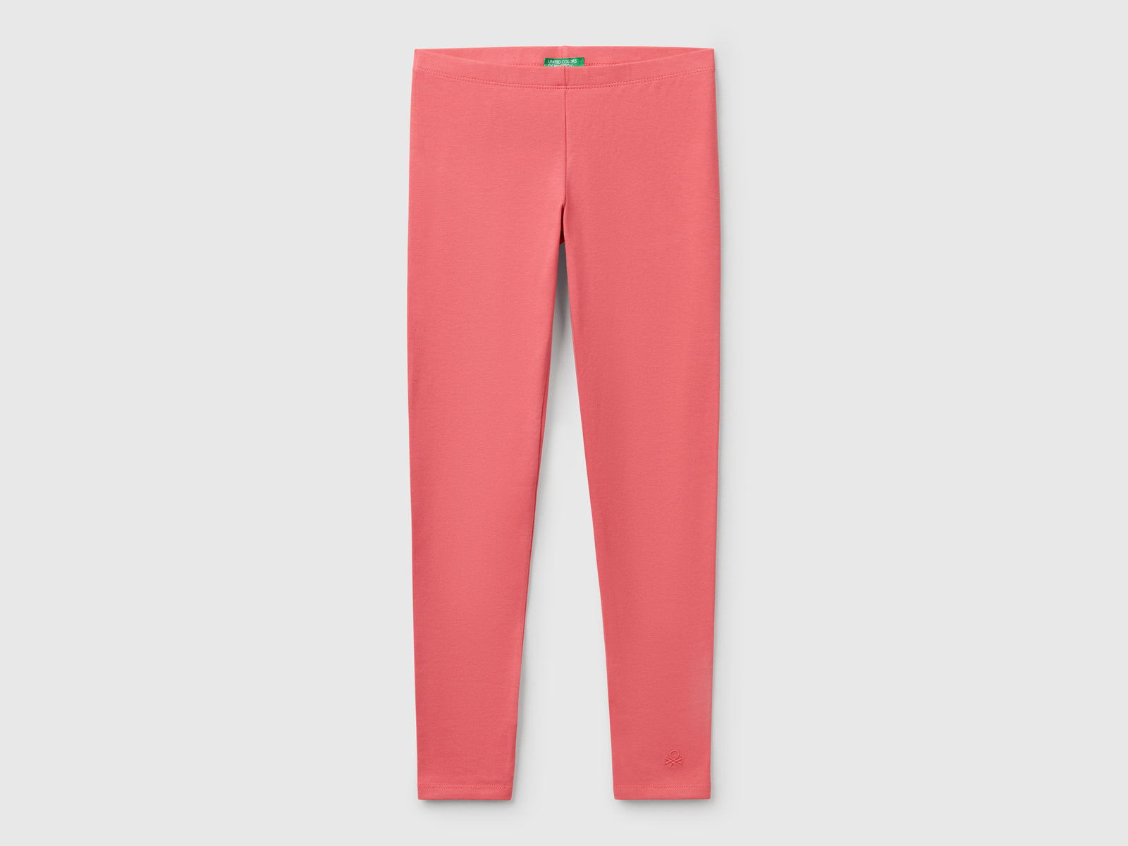 Leggings in cotone stretch con logo da bambina ciclamino | Benetton Outlet