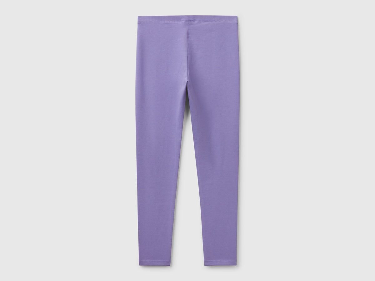 Leggings in cotone stretch con logo