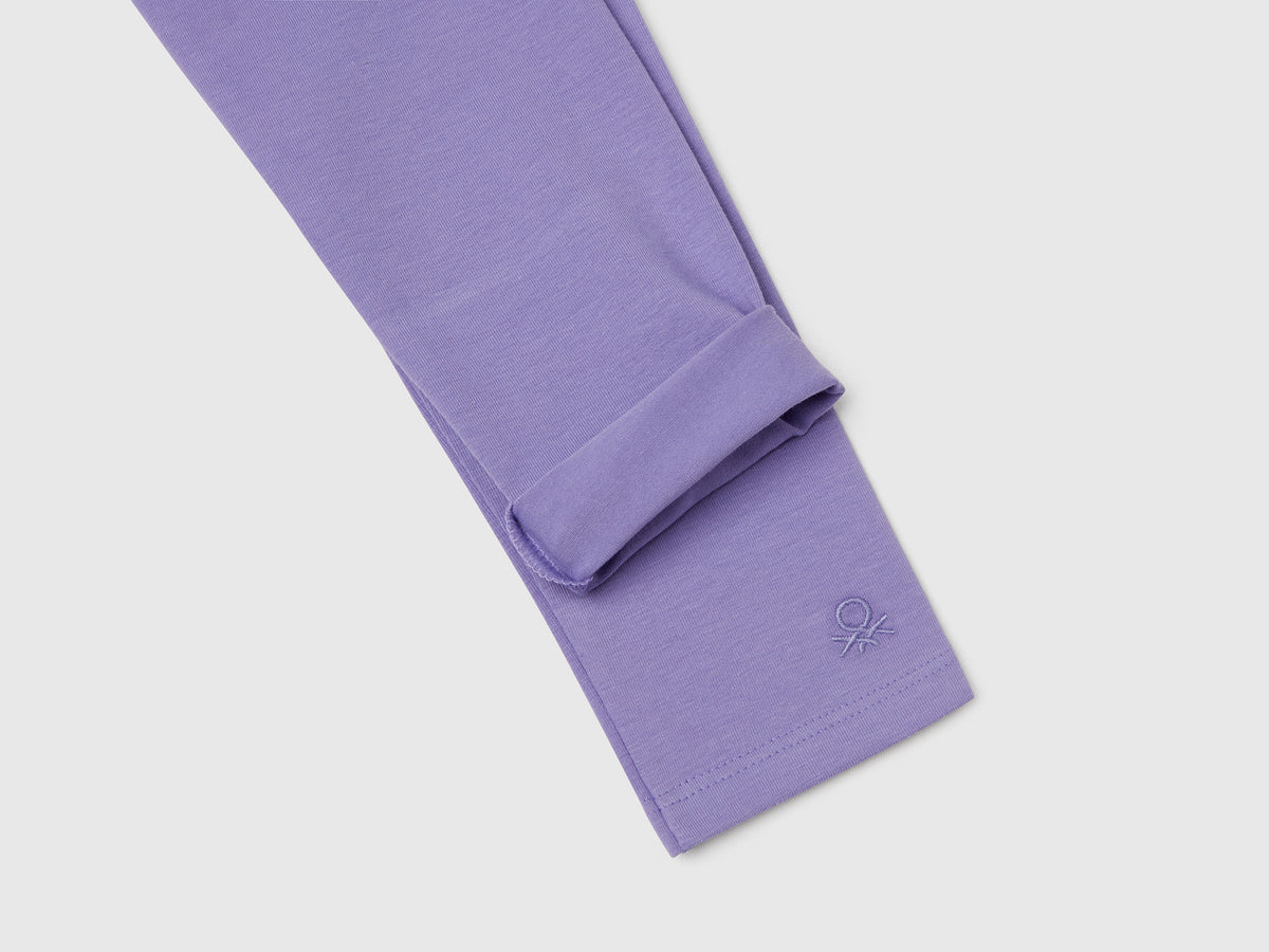 Leggings in cotone stretch con logo
